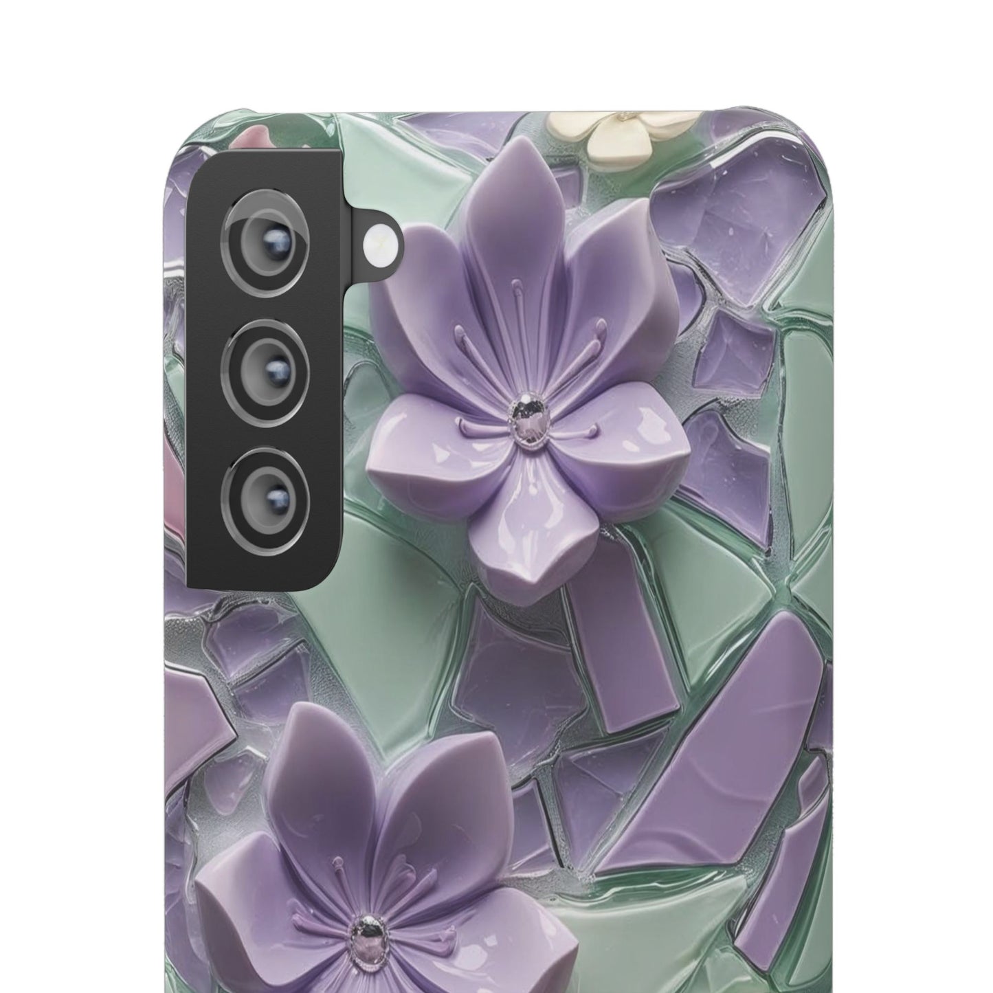 Snap Case Elegante Florale Samsung Handyhülle mit 3D-Effekt