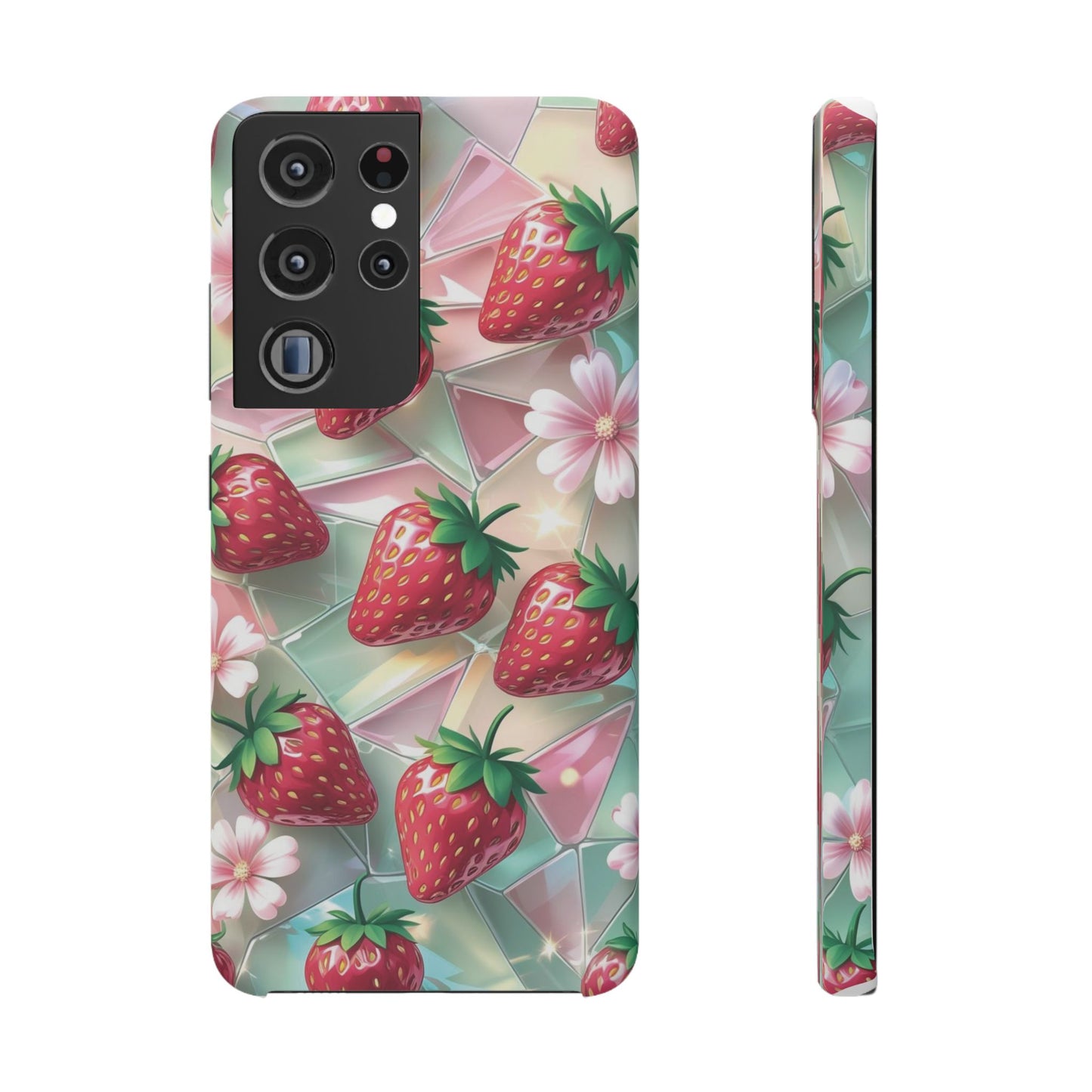 Snap Case Samsung Handyhülle - 3D Effekt Erdbeeren