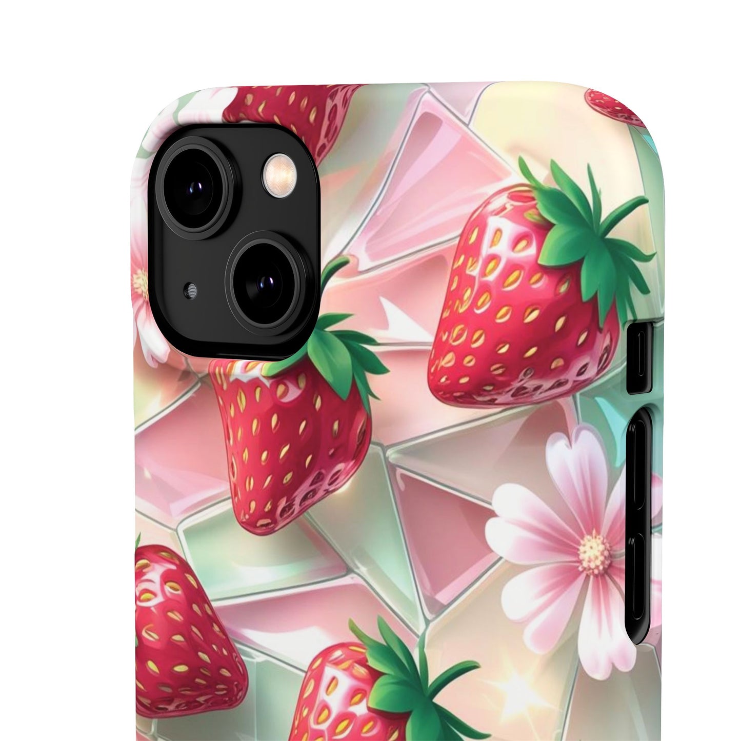 Snap Case iPhone Handyhülle - 3D Effekt Erdbeeren