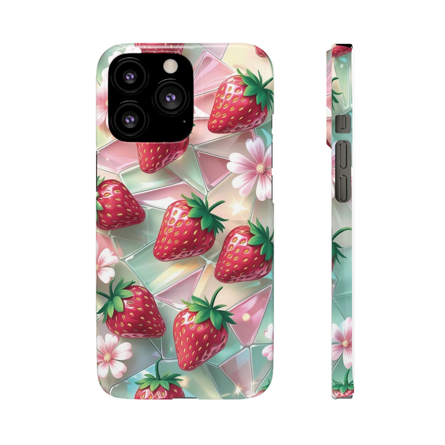 Snap Case iPhone Handyhülle - 3D Effekt Erdbeeren
