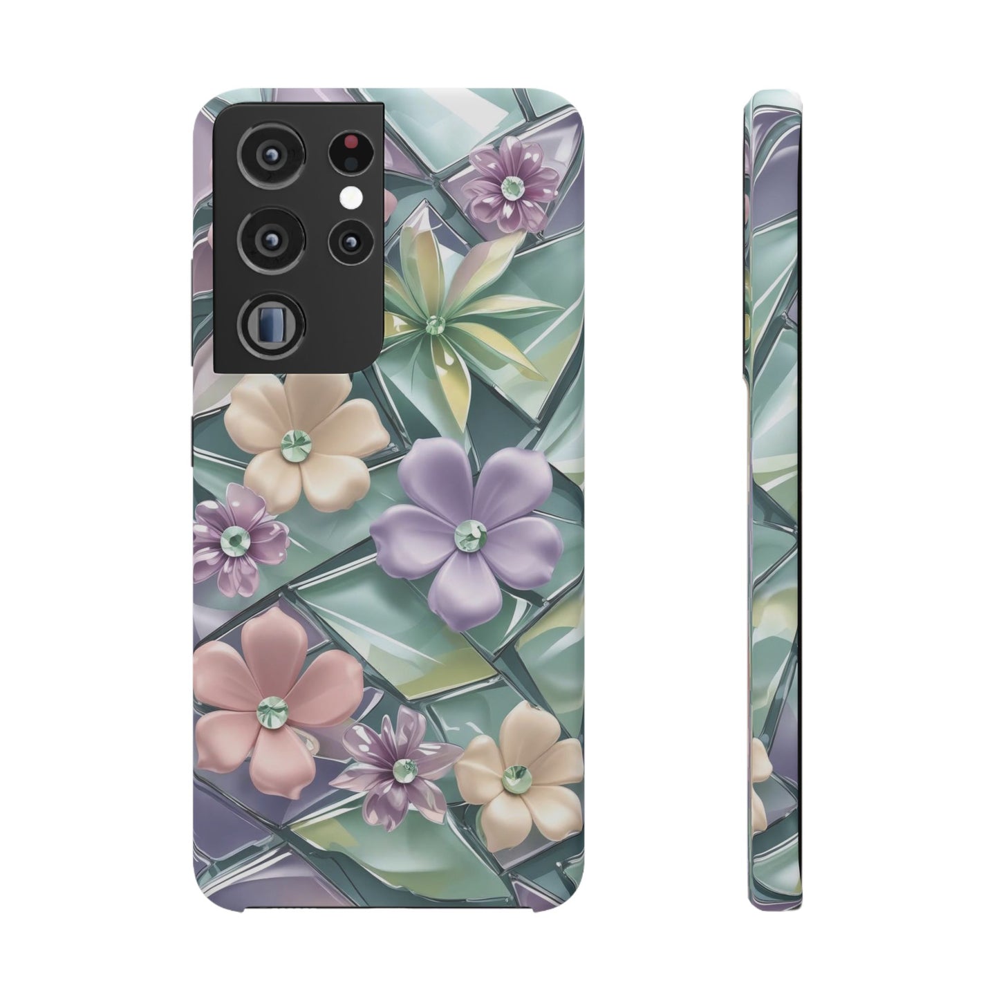 Snap Case Elegante Florale Samsung Handyhülle mit 3D-Effekt