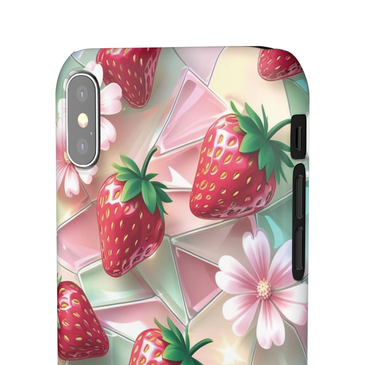 Snap Case iPhone Handyhülle - 3D Effekt Erdbeeren