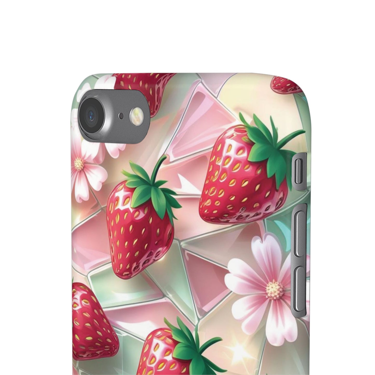 Snap Case iPhone Handyhülle - 3D Effekt Erdbeeren