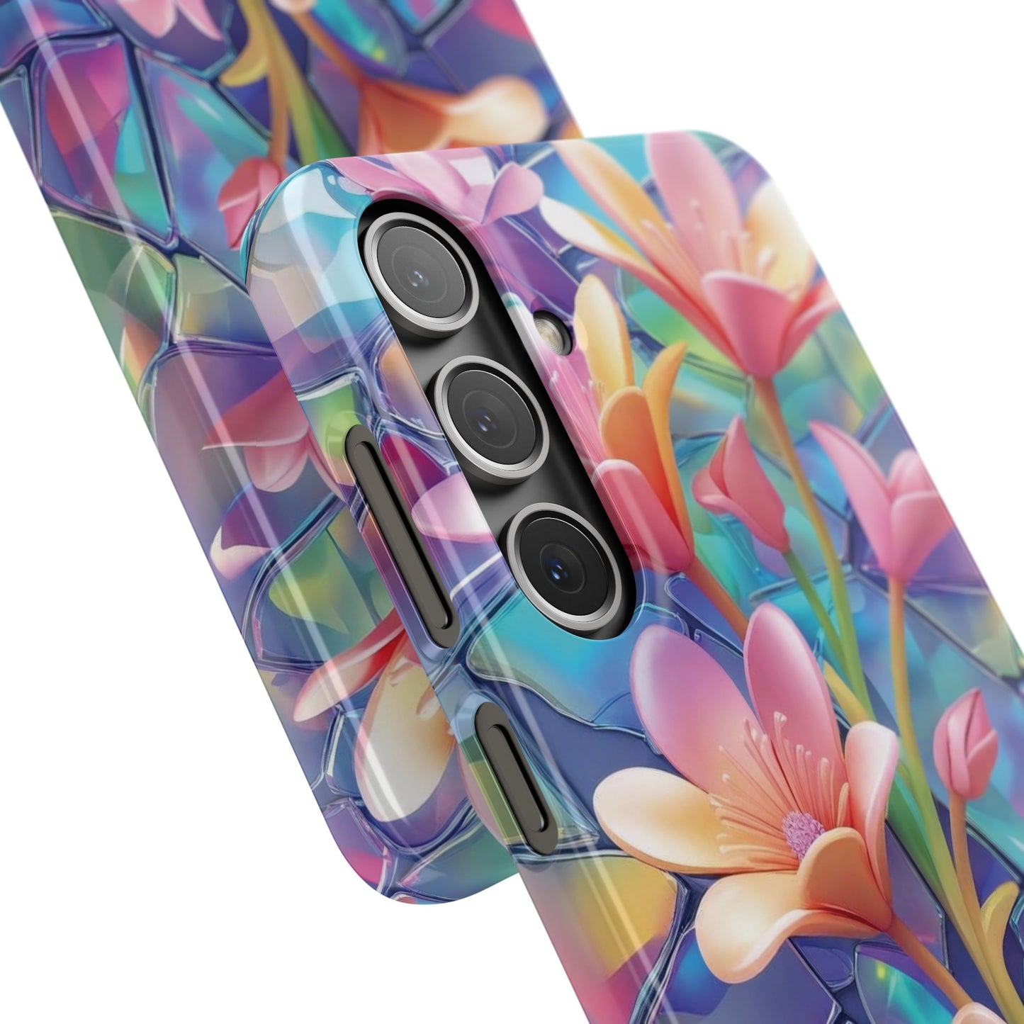 Snap Case Elegante Florale Samsung Handyhülle mit 3D-Effekt