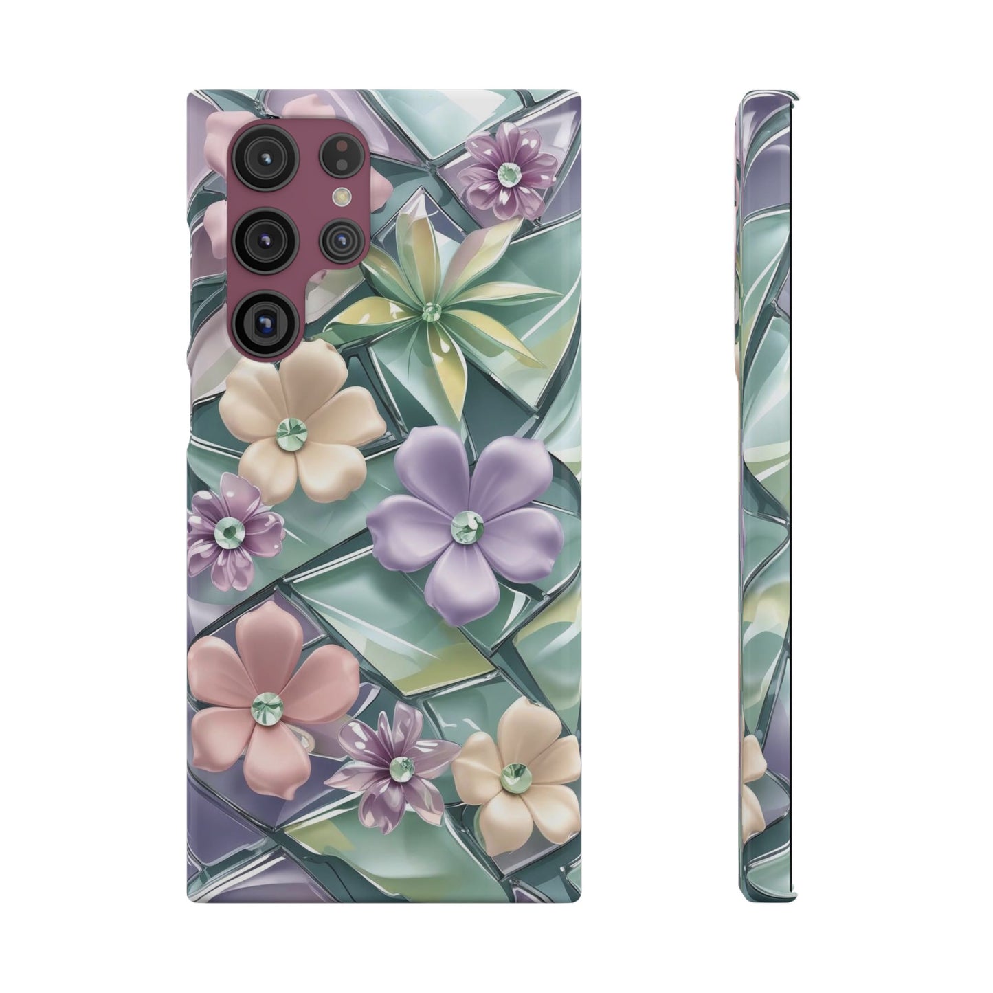 Snap Case Elegante Florale Samsung Handyhülle mit 3D-Effekt