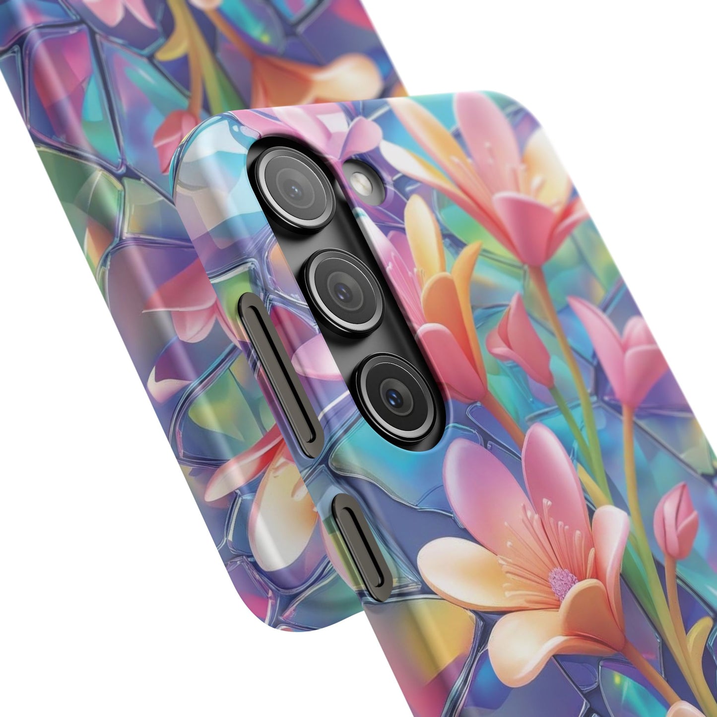 Snap Case Elegante Florale Samsung Handyhülle mit 3D-Effekt