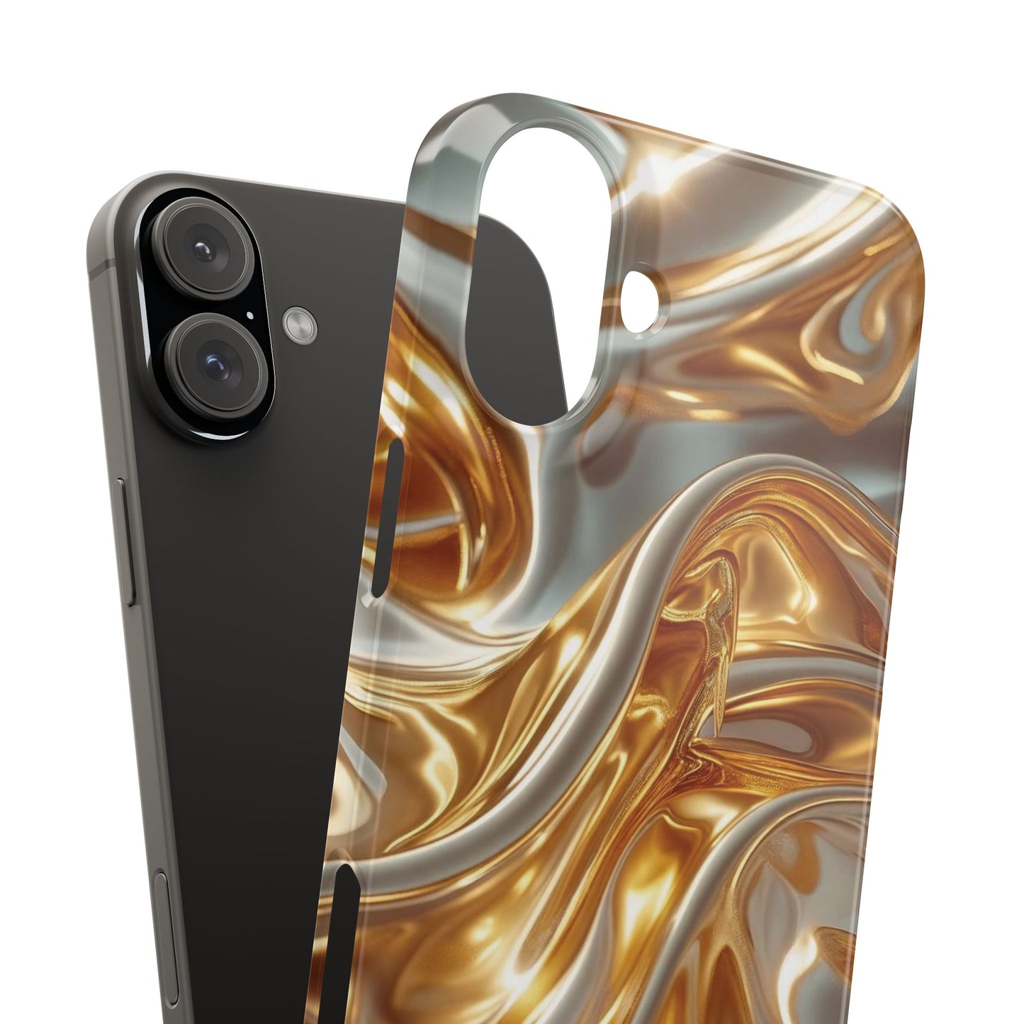 Snap Case iPhone Handyhülle – Gold Dynamic Liquid 3D Effekt
