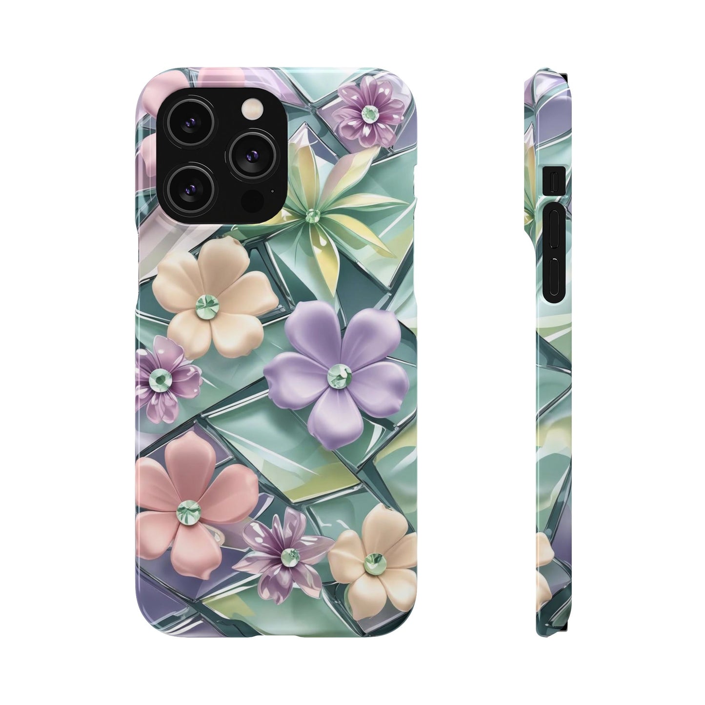 Snap Case Elegante Florale iPhone Handyhülle mit 3D-Effekt