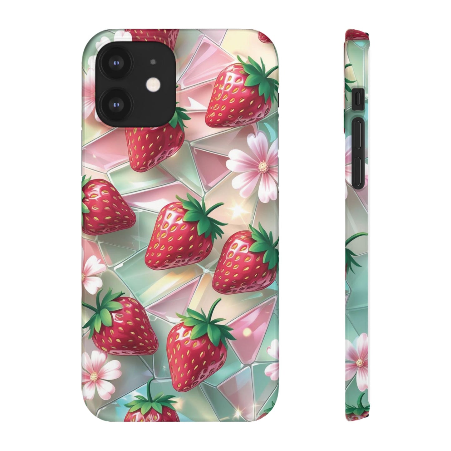 Snap Case iPhone Handyhülle - 3D Effekt Erdbeeren
