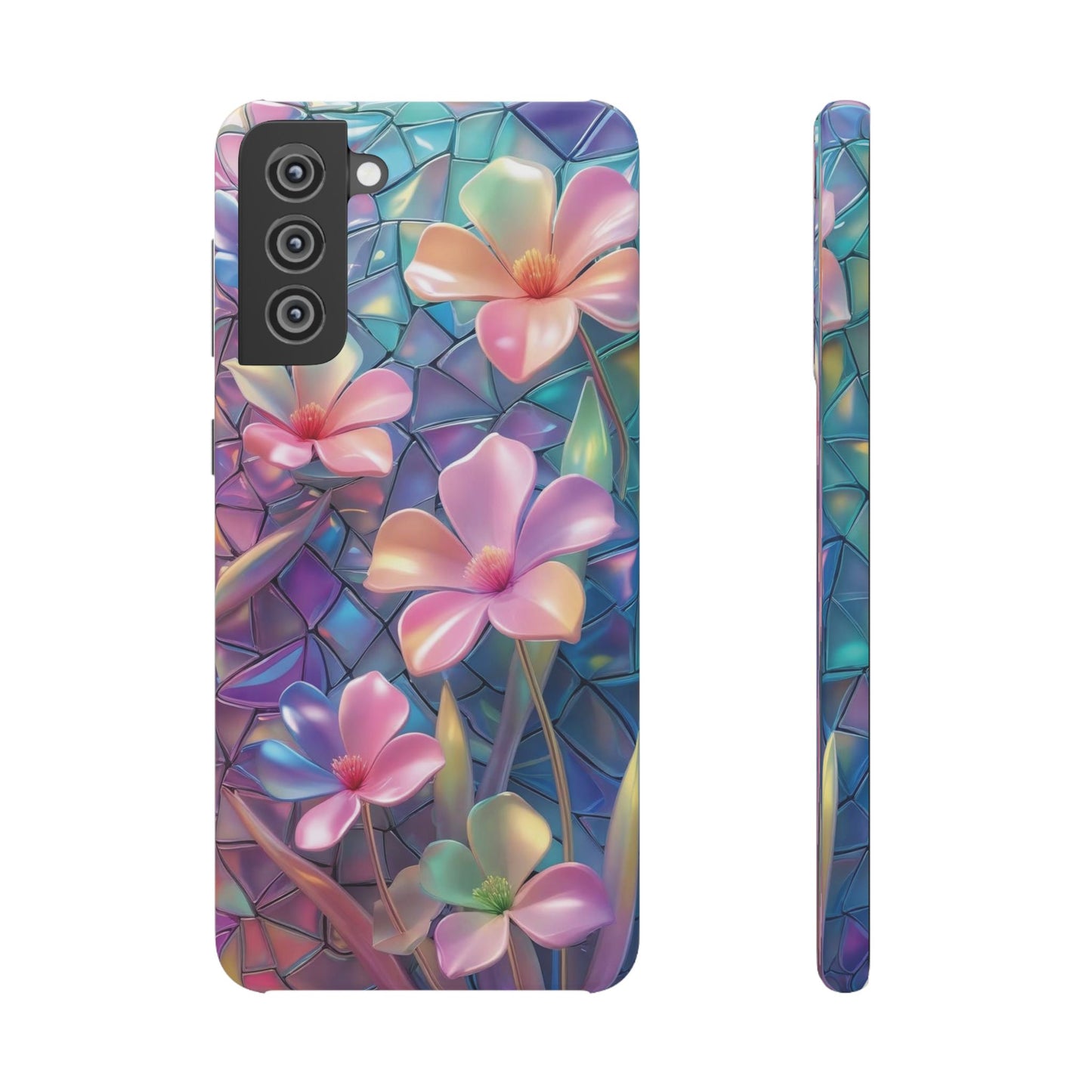 Snap Case Elegante Florale Samsung Handyhülle mit 3D-Effekt