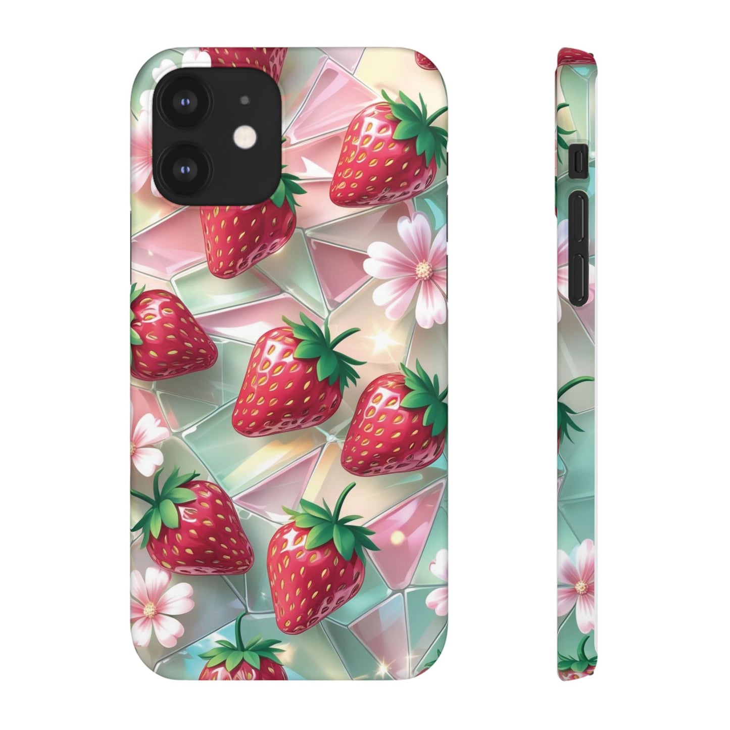 Snap Case iPhone Handyhülle - 3D Effekt Erdbeeren