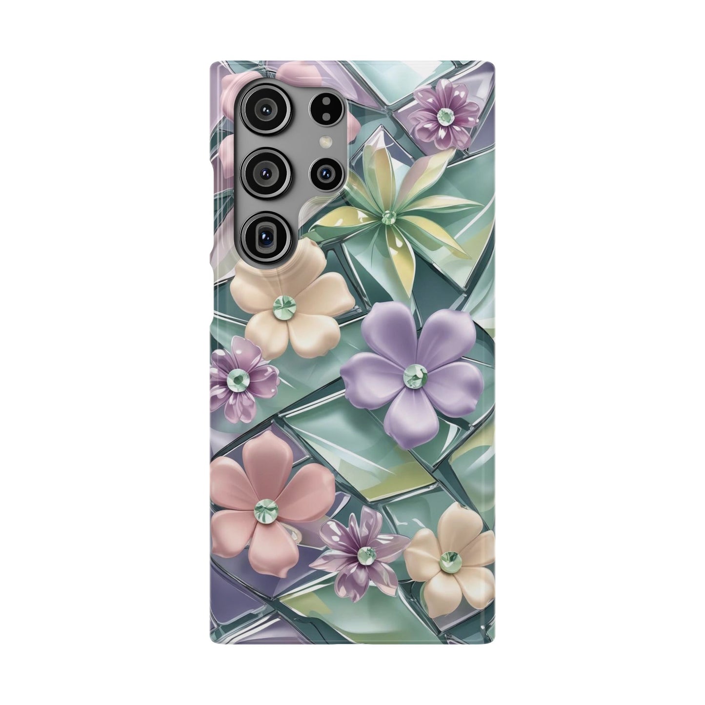 Snap Case Elegante Florale Samsung Handyhülle mit 3D-Effekt