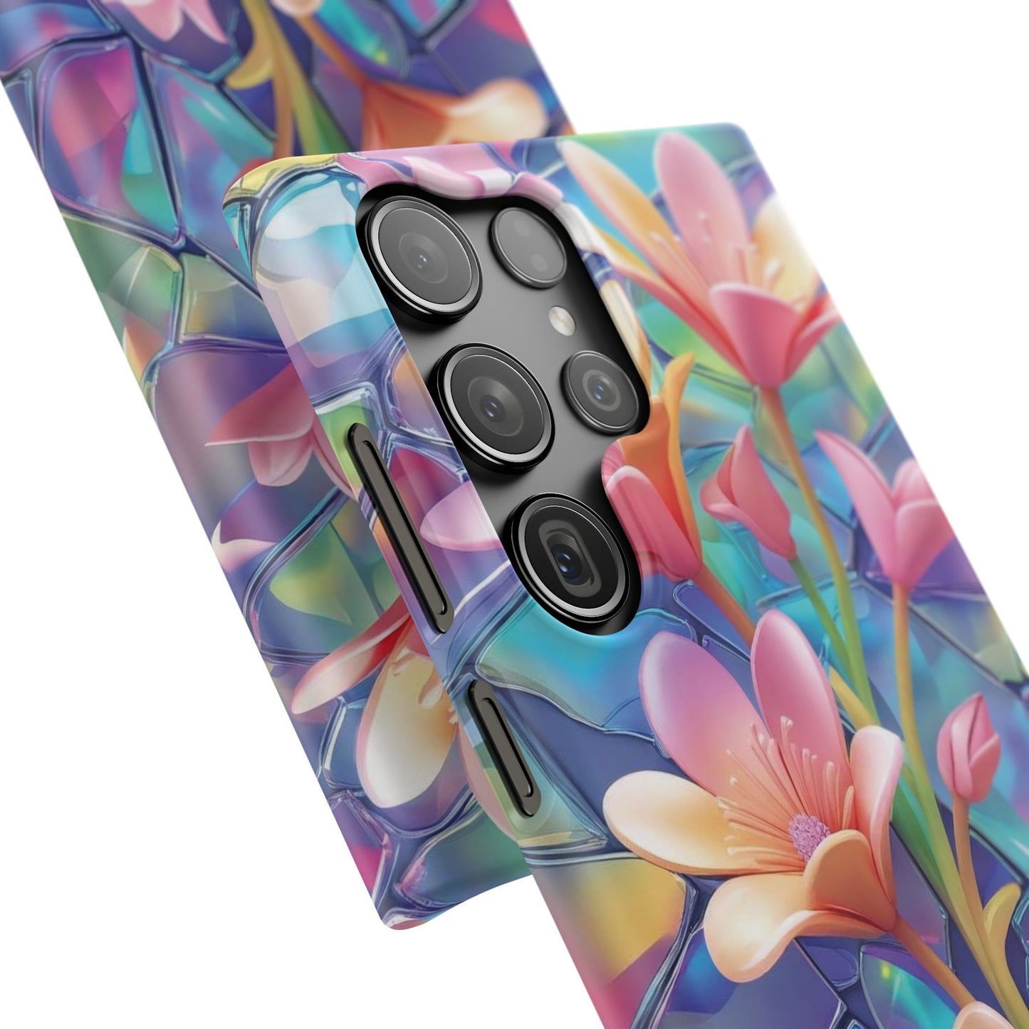 Snap Case Elegante Florale Samsung Handyhülle mit 3D-Effekt