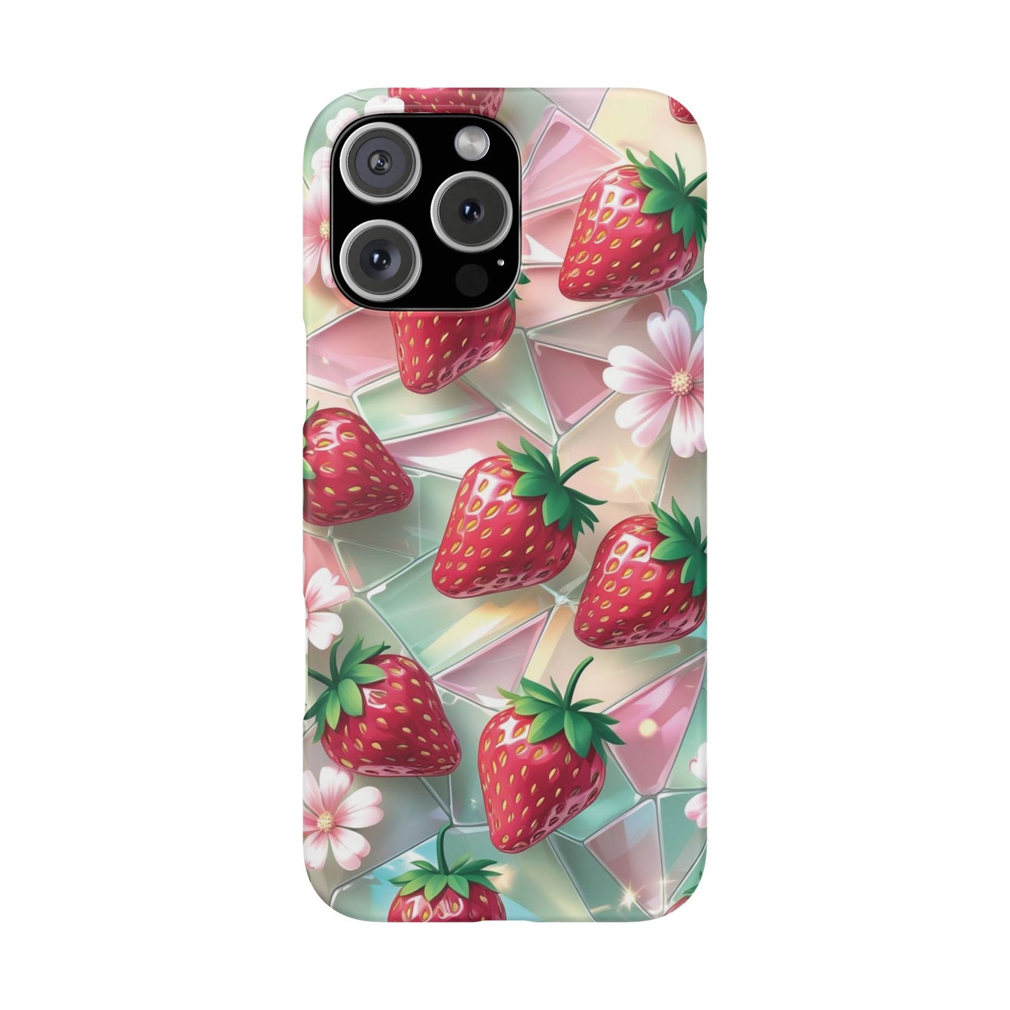 Snap Case iPhone Handyhülle - 3D Effekt Erdbeeren