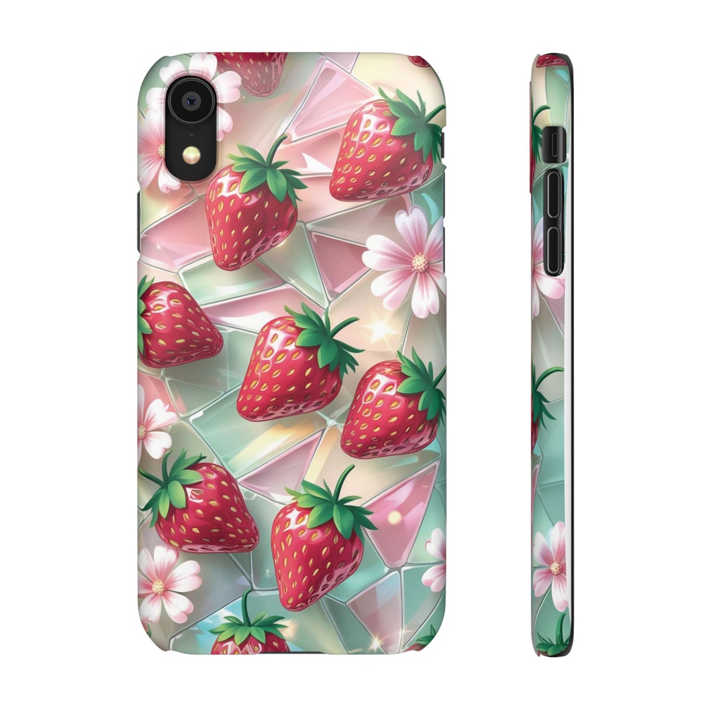 Snap Case iPhone Handyhülle - 3D Effekt Erdbeeren