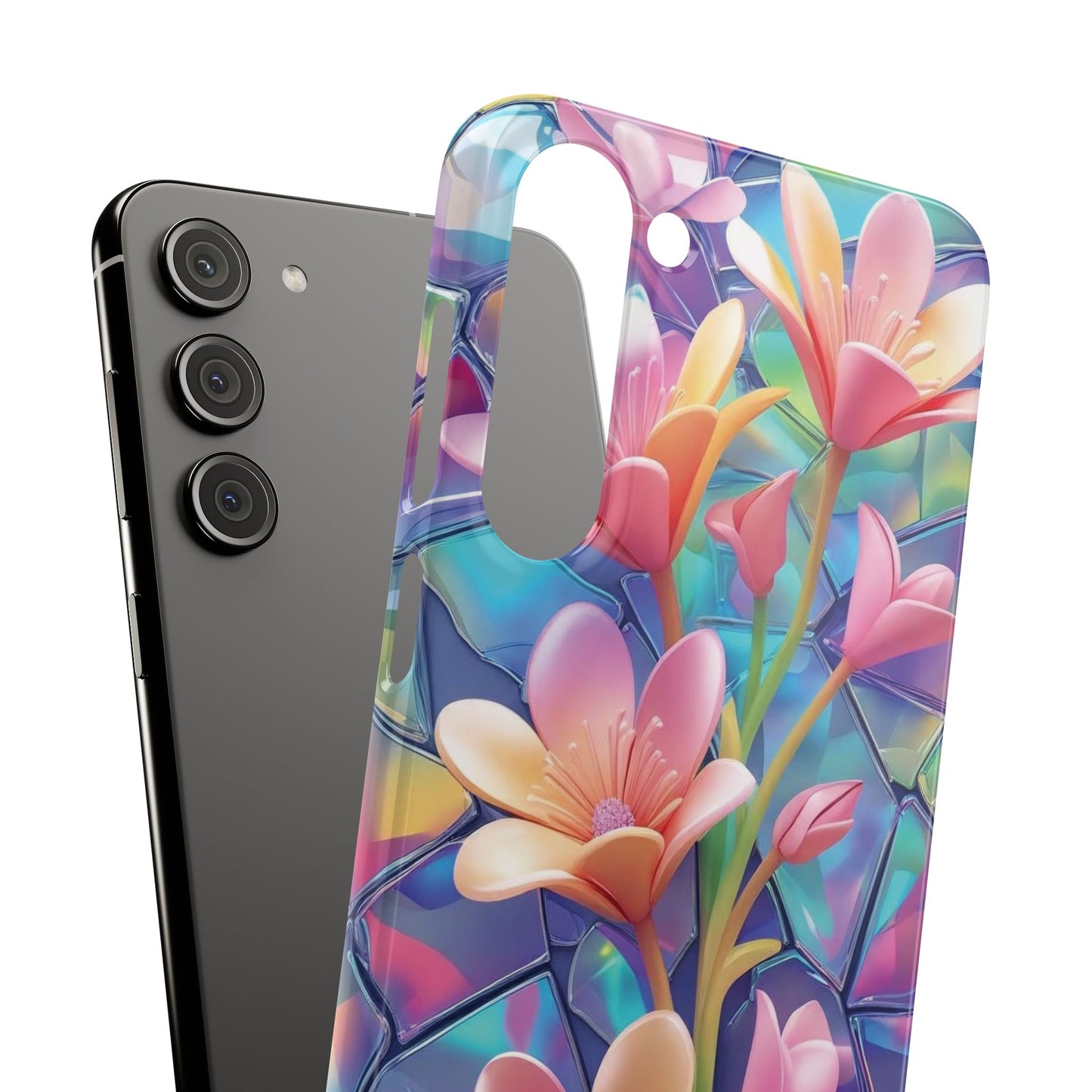 Snap Case Elegante Florale Samsung Handyhülle mit 3D-Effekt