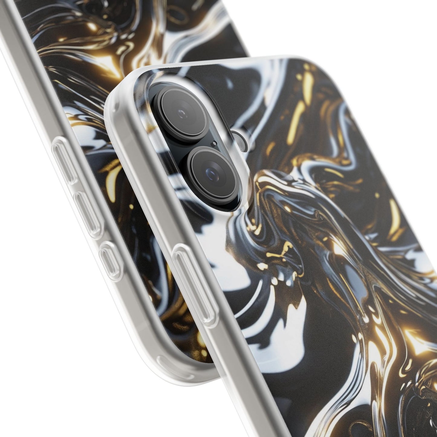 iPhone Handyhülle Flexi Case - Schwarz-Silber Metallic