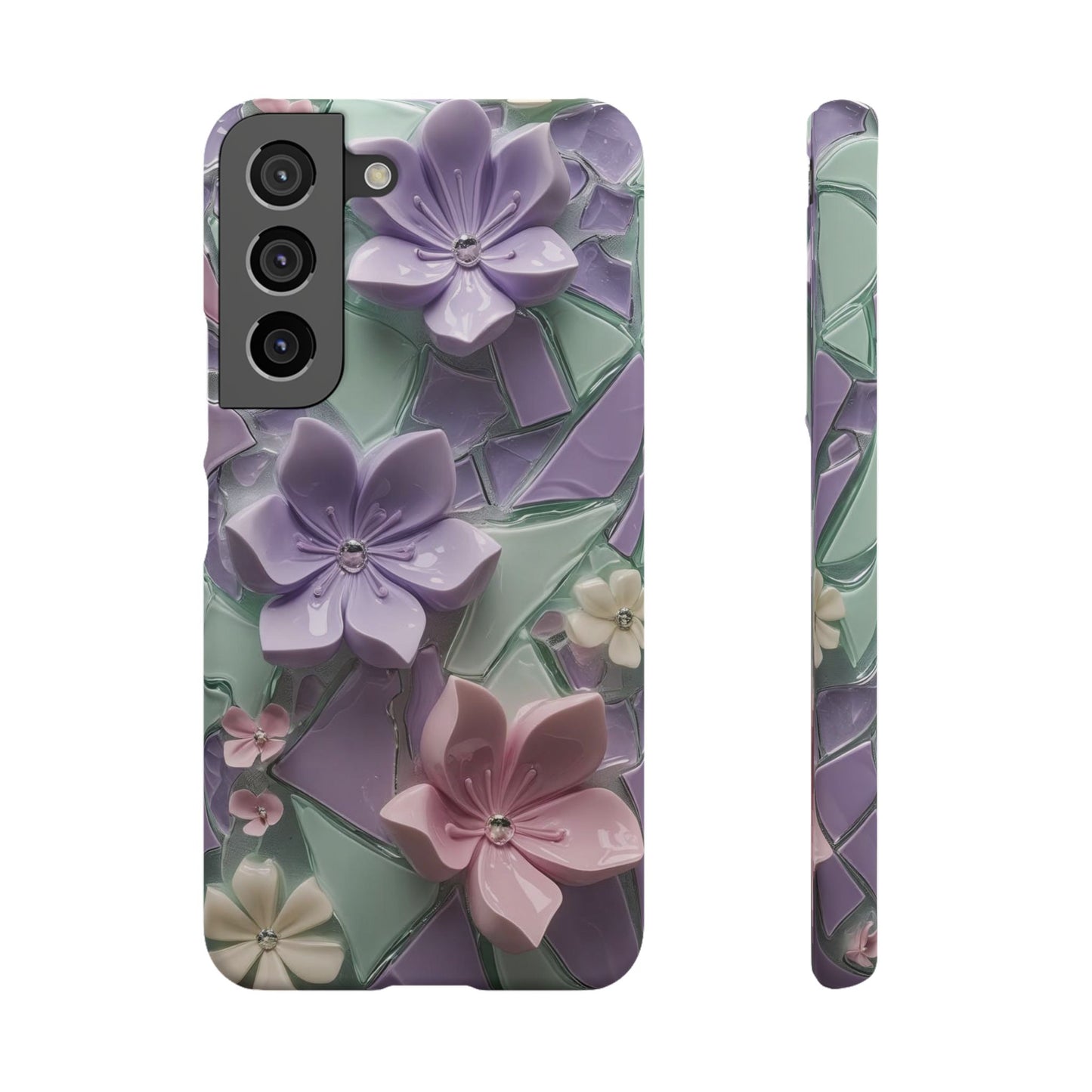 Snap Case Elegante Florale Samsung Handyhülle mit 3D-Effekt