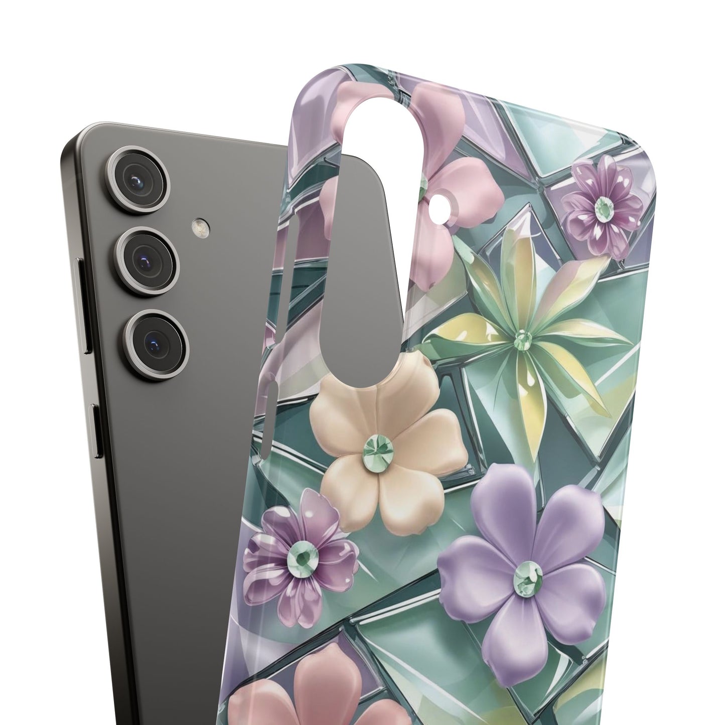 Snap Case Elegante Florale Samsung Handyhülle mit 3D-Effekt