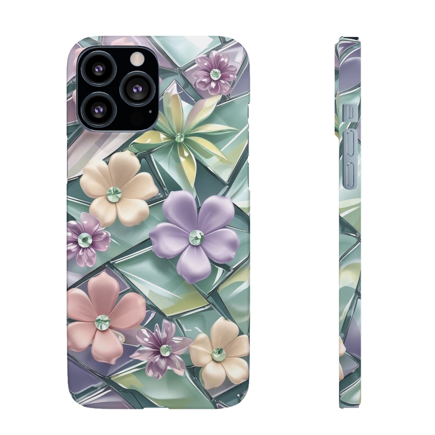 Snap Case Elegante Florale iPhone Handyhülle mit 3D-Effekt