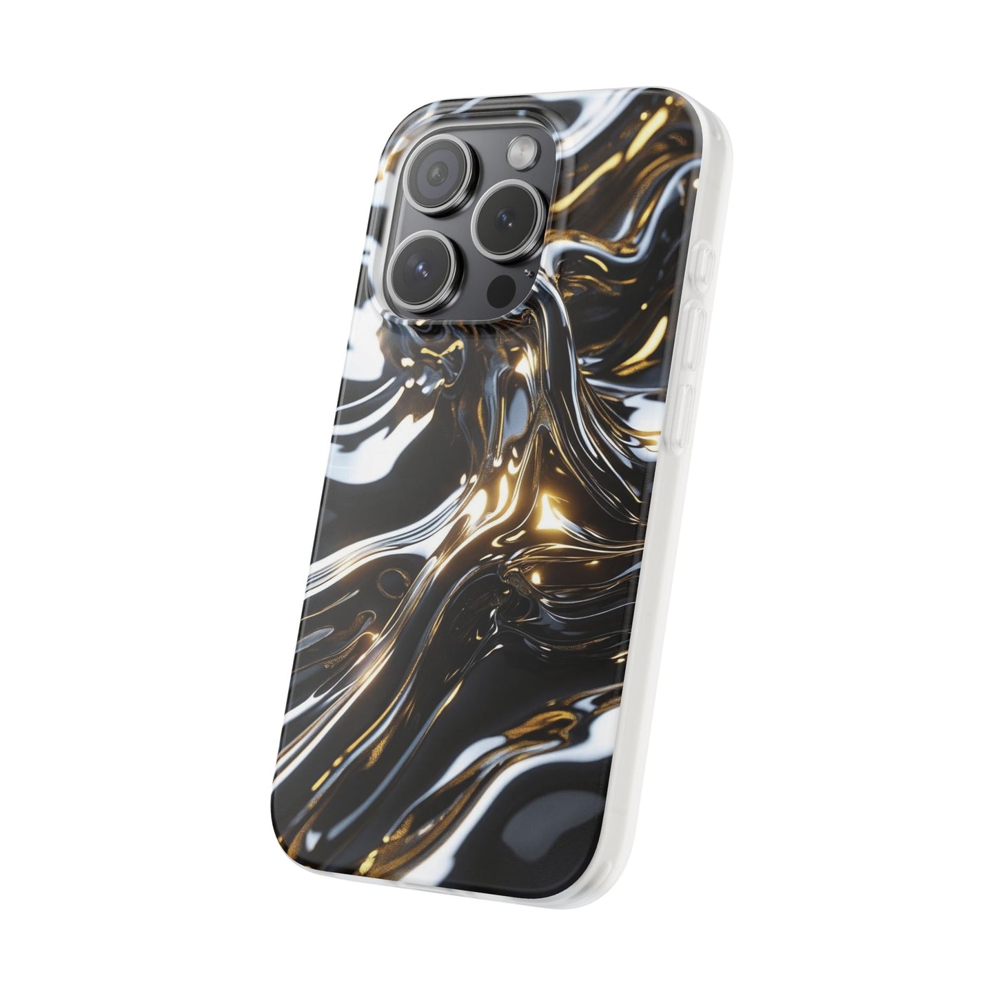 iPhone Handyhülle Flexi Case - Schwarz-Silber Metallic