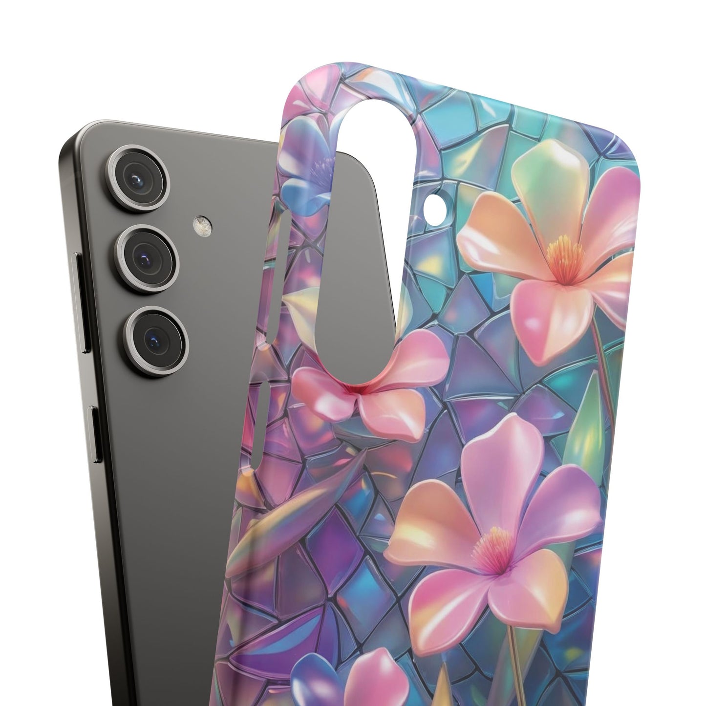 Snap Case Elegante Florale Samsung Handyhülle mit 3D-Effekt