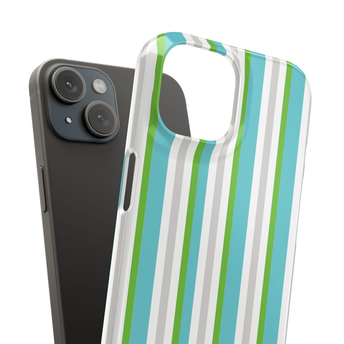 iPhone Snap Case - Modernes Abstraktes Design mit Grünen und Weißen Linien