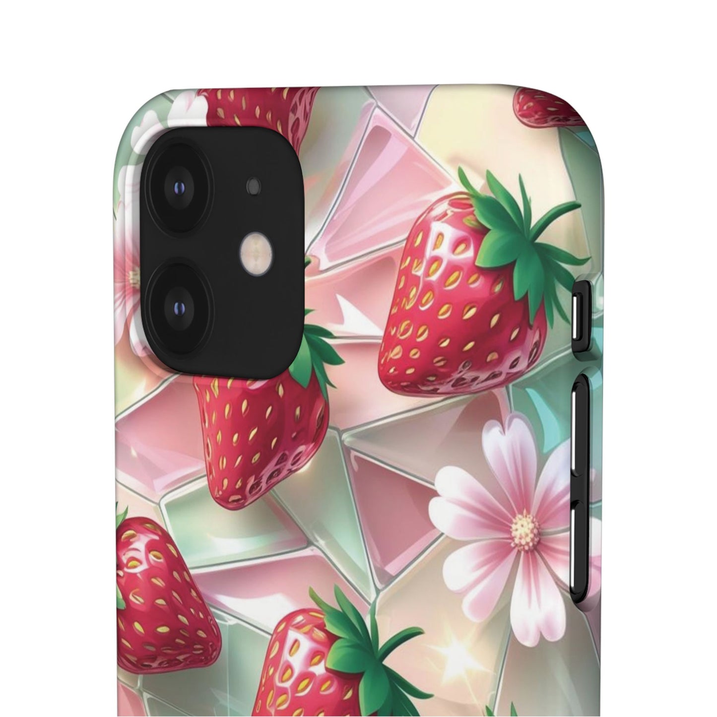 Snap Case iPhone Handyhülle - 3D Effekt Erdbeeren