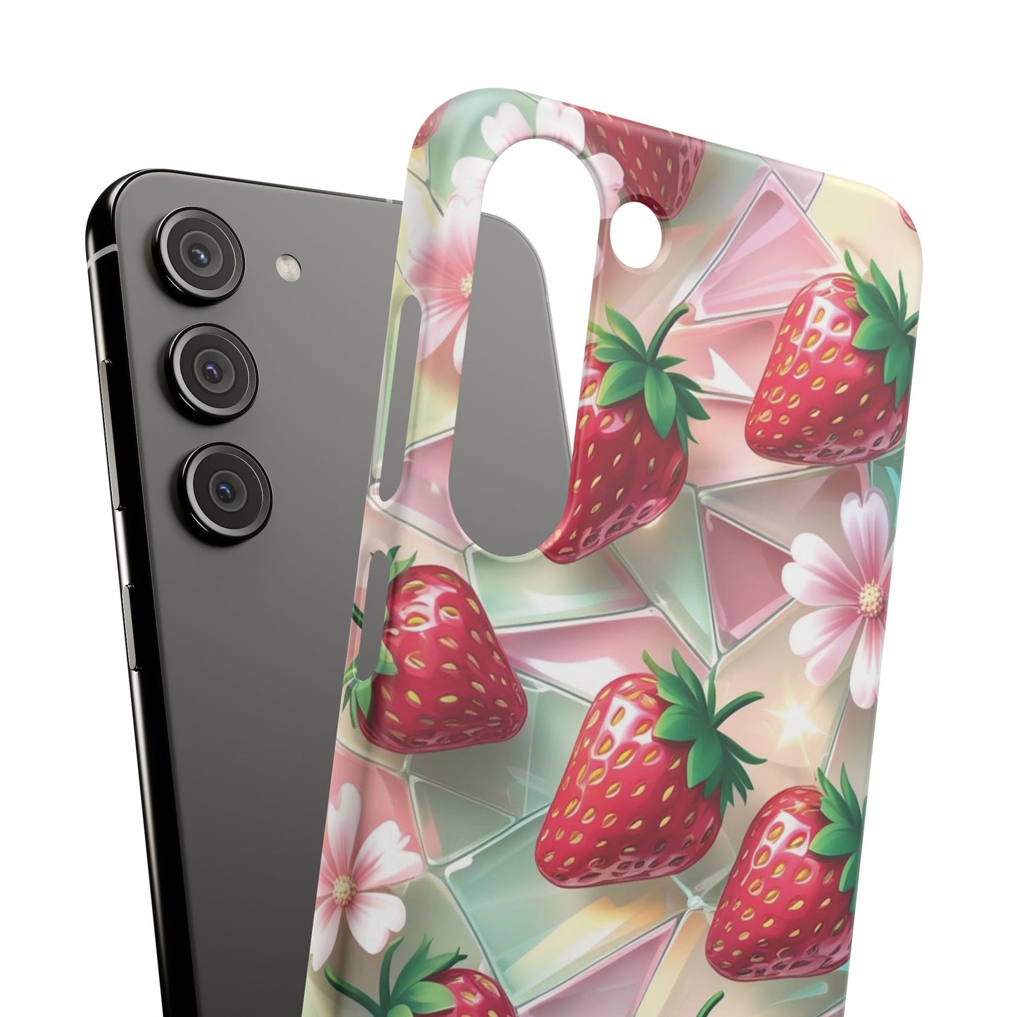 Snap Case Samsung Handyhülle - 3D Effekt Erdbeeren