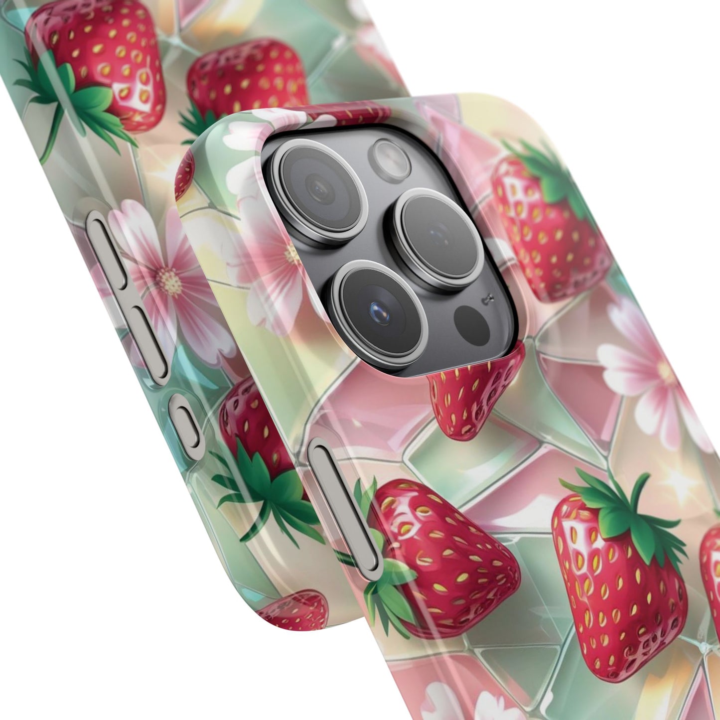 Snap Case iPhone Handyhülle - 3D Effekt Erdbeeren