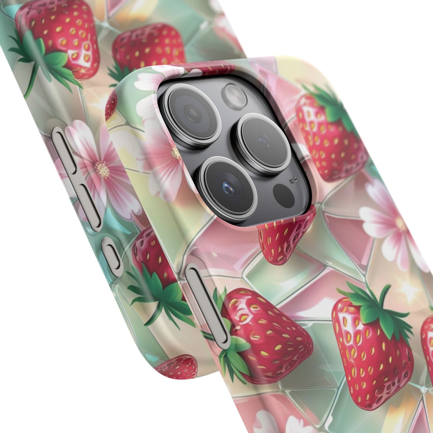 Snap Case iPhone Handyhülle - 3D Effekt Erdbeeren