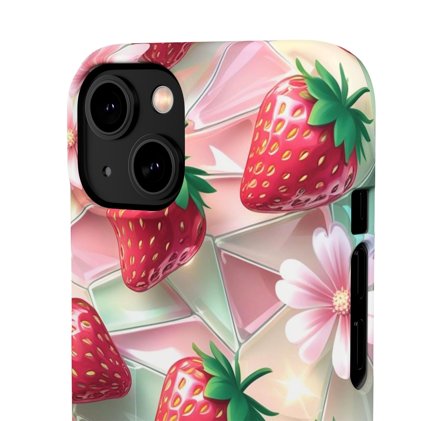 Snap Case iPhone Handyhülle - 3D Effekt Erdbeeren