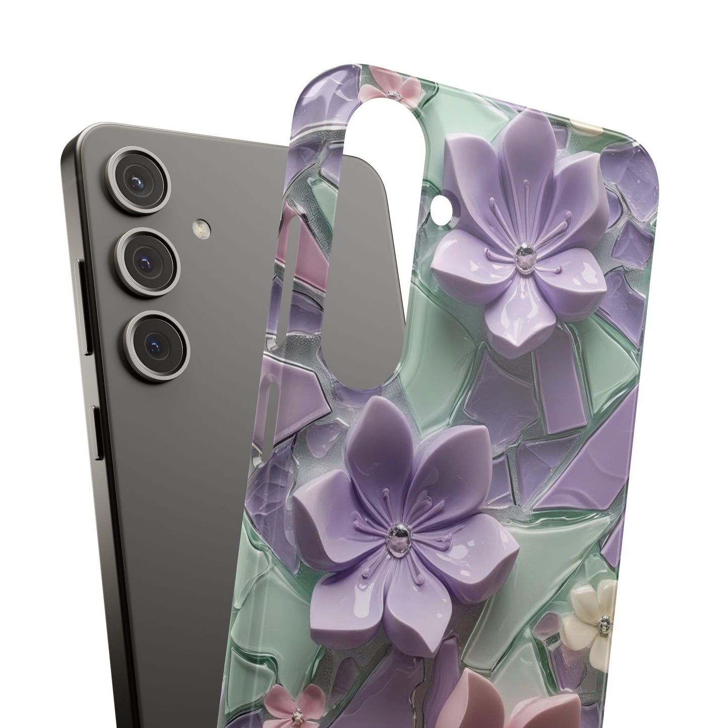 Snap Case Elegante Florale Samsung Handyhülle mit 3D-Effekt