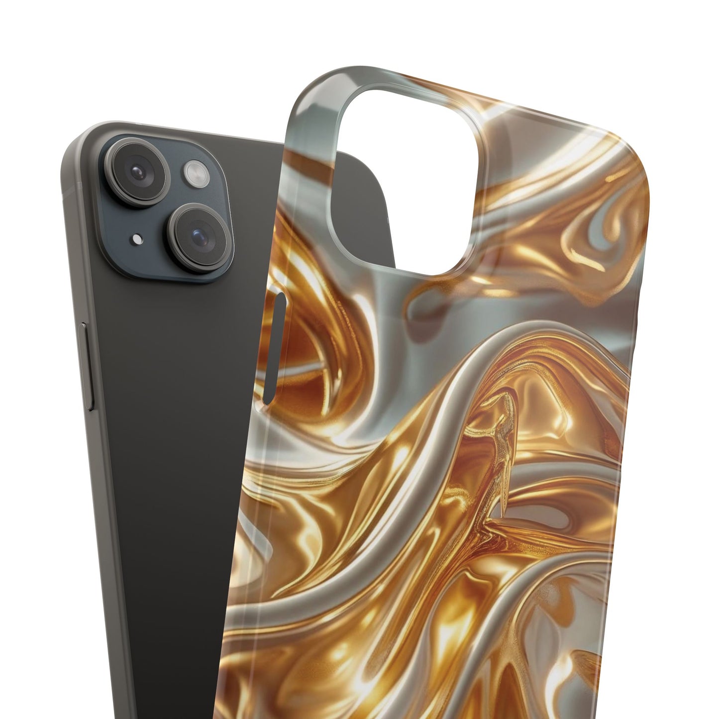 Snap Case iPhone Handyhülle – Gold Dynamic Liquid 3D Effekt
