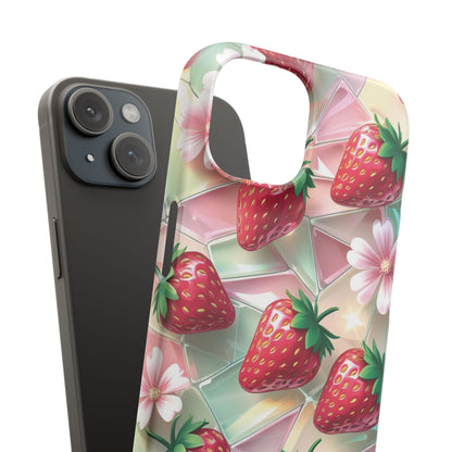 Snap Case iPhone Handyhülle - 3D Effekt Erdbeeren