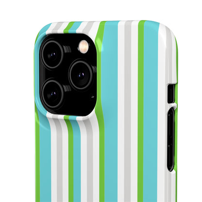 iPhone Snap Case - Modernes Abstraktes Design mit Grünen und Weißen Linien