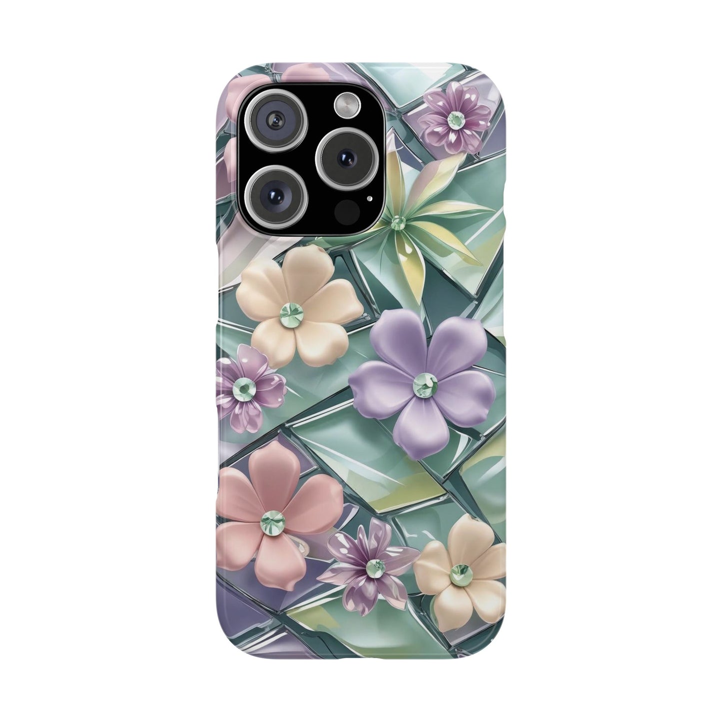 Snap Case Elegante Florale iPhone Handyhülle mit 3D-Effekt