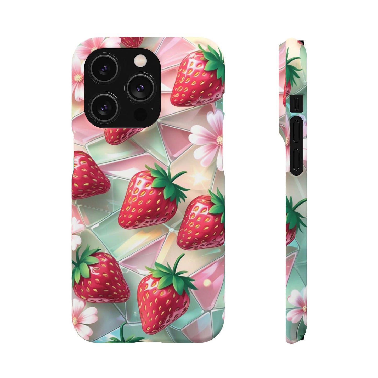 Snap Case iPhone Handyhülle - 3D Effekt Erdbeeren