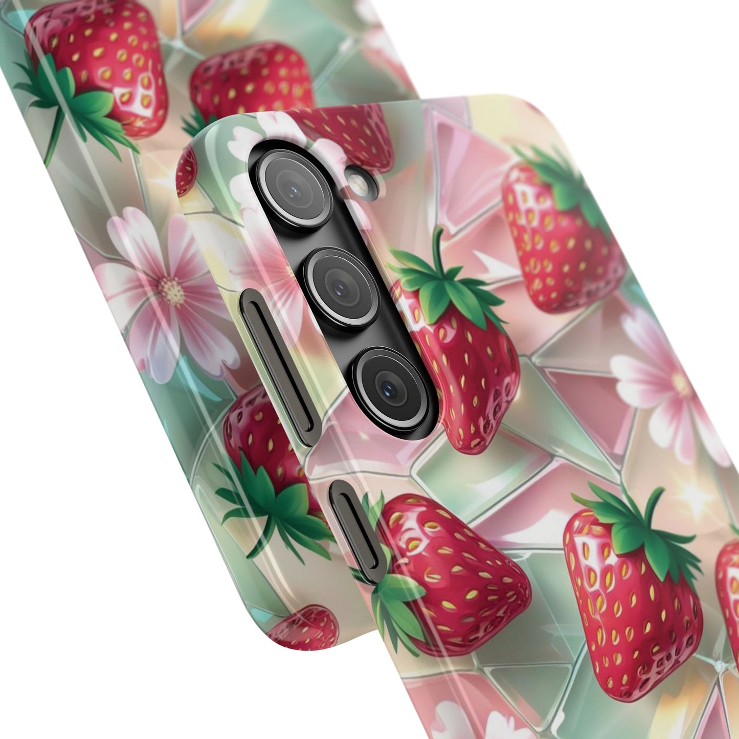 Snap Case Samsung Handyhülle - 3D Effekt Erdbeeren