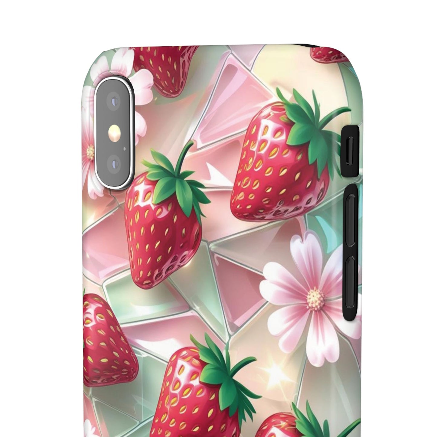 Snap Case iPhone Handyhülle - 3D Effekt Erdbeeren