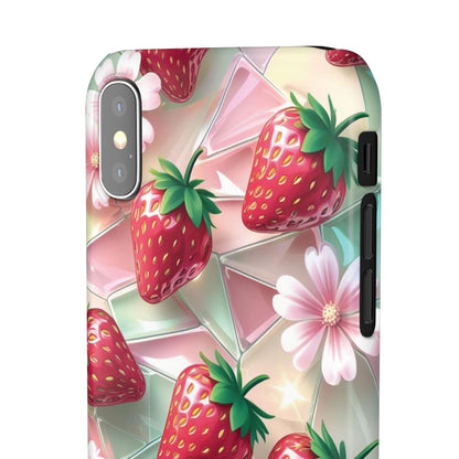 Snap Case iPhone Handyhülle - 3D Effekt Erdbeeren