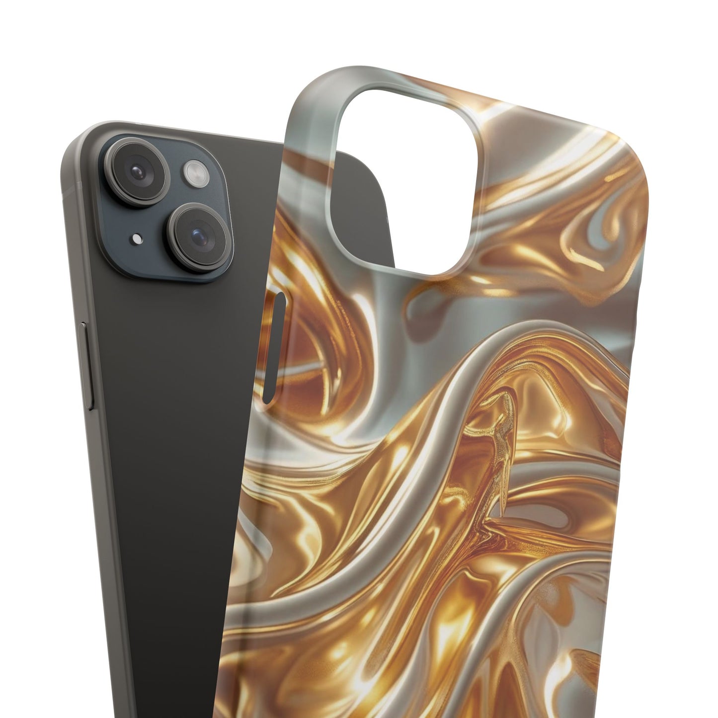 Snap Case iPhone Handyhülle – Gold Dynamic Liquid 3D Effekt