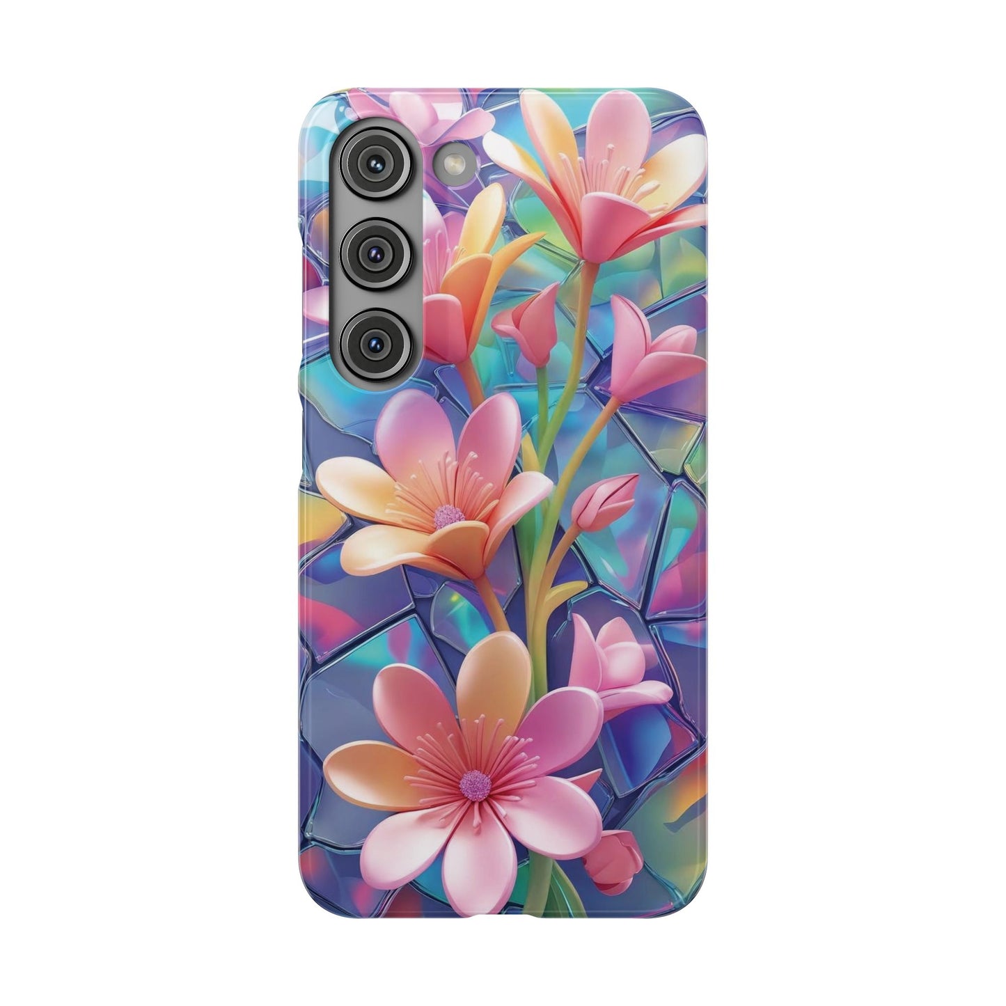 Snap Case Elegante Florale Samsung Handyhülle mit 3D-Effekt