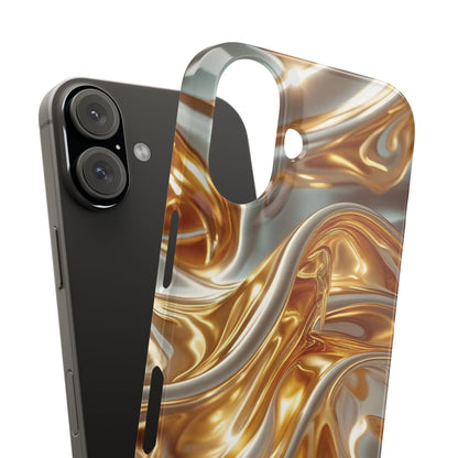 Snap Case iPhone Handyhülle – Gold Dynamic Liquid 3D Effekt