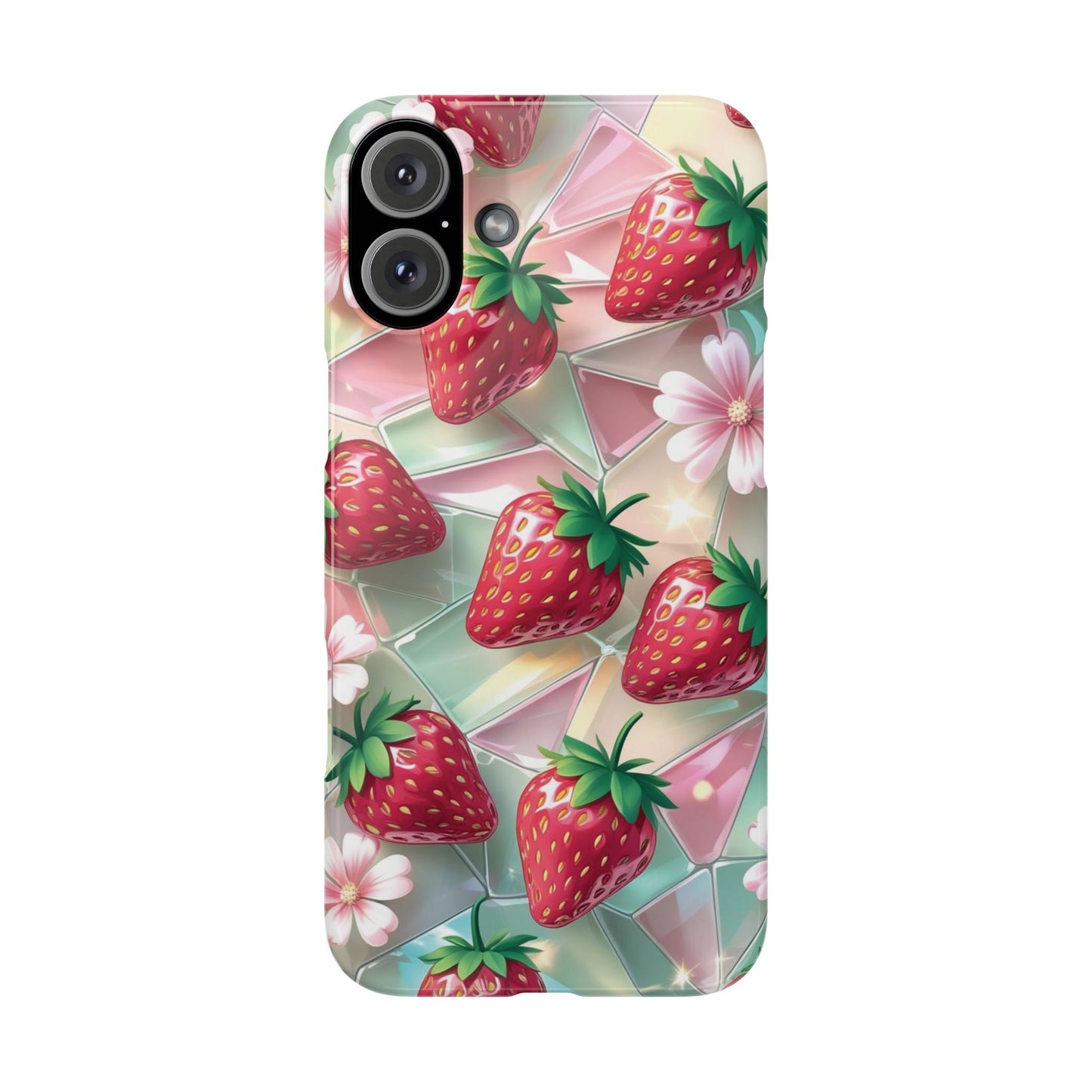 Snap Case iPhone Handyhülle - 3D Effekt Erdbeeren