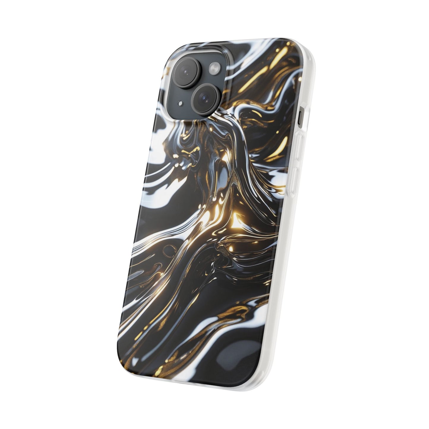 iPhone Handyhülle Flexi Case - Schwarz-Silber Metallic