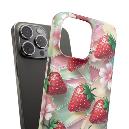 Snap Case iPhone Handyhülle - 3D Effekt Erdbeeren