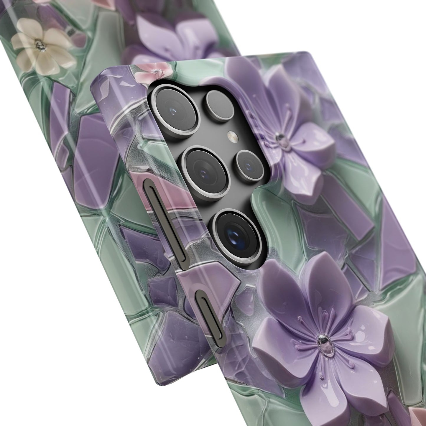 Snap Case Elegante Florale Samsung Handyhülle mit 3D-Effekt