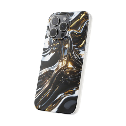 iPhone Handyhülle Flexi Case - Schwarz-Silber Metallic