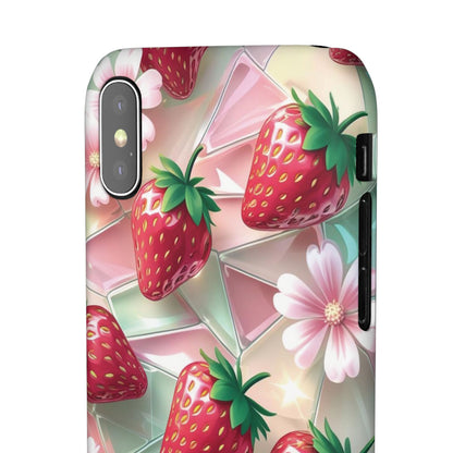 Snap Case iPhone Handyhülle - 3D Effekt Erdbeeren
